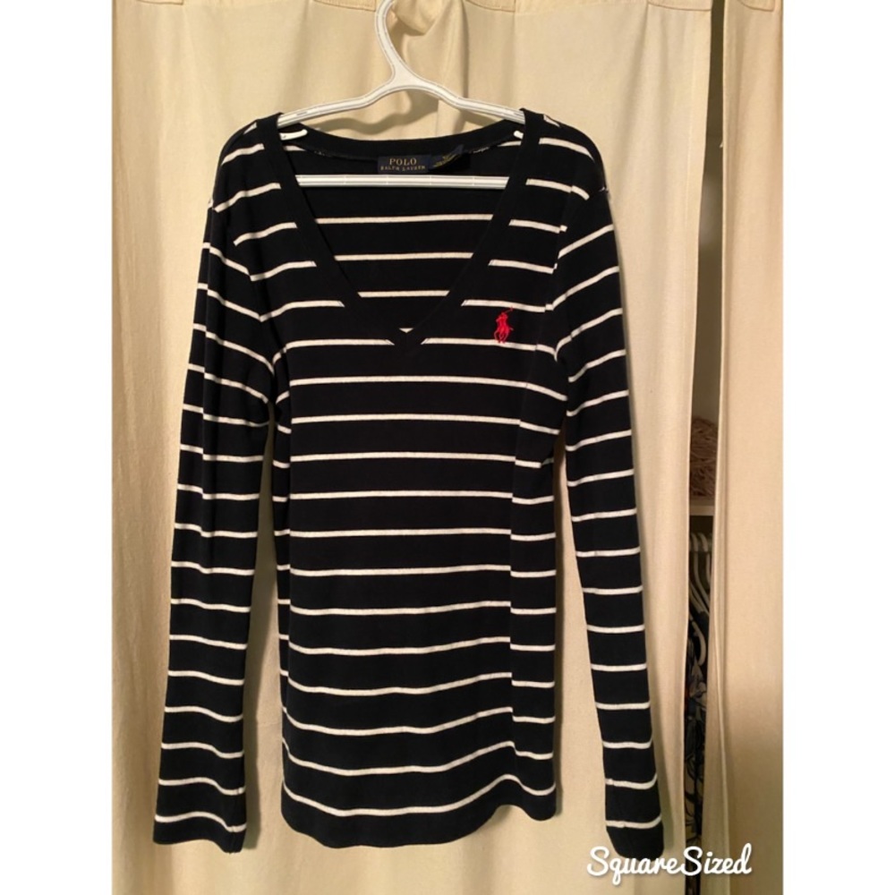 Striped Ralph Lauren Vneck Top - Picture 2 of 2